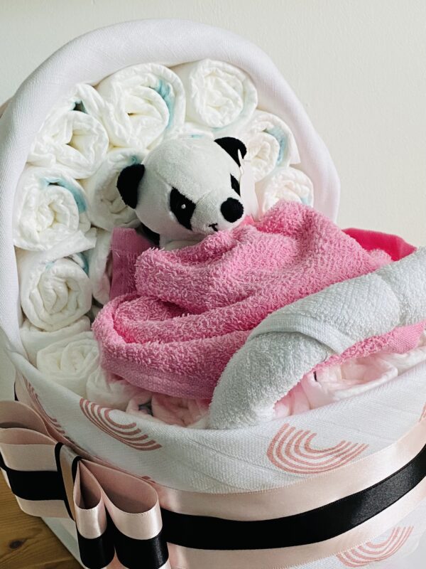 Luiertaart Wandelwagen met Panda – roze