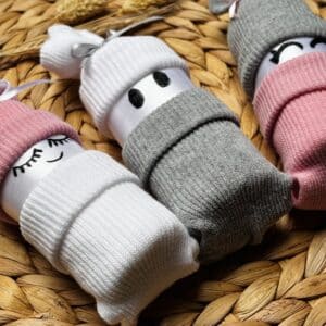 Kraamcadeau luierpopjes - roze en grijs
