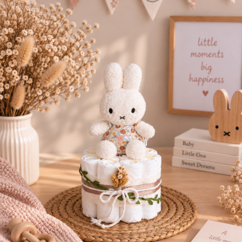 Nijntje luiertaart vintage flowers handgemaakt cadeau