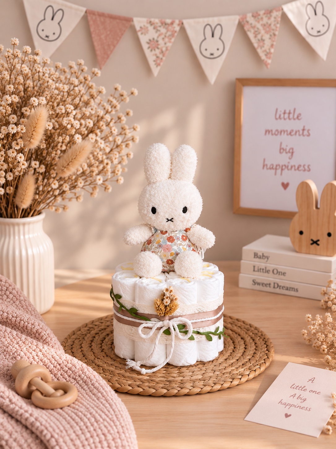 Nijntje Luiertaart Vintage Flowers Nijntje luiertaart vintage flowers handgemaakt cadeau