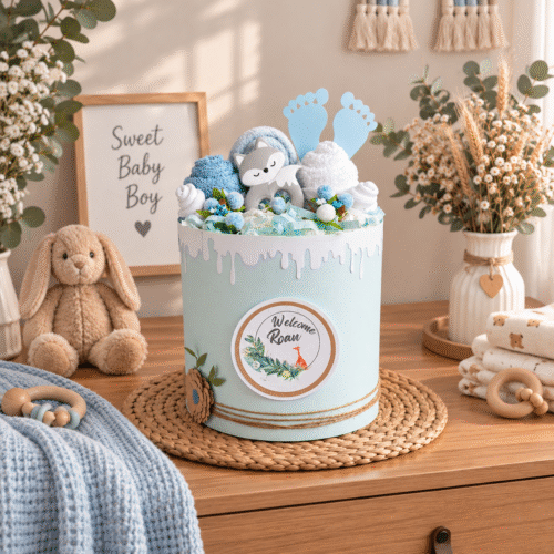 Blauw Luiertaartje voor babyshower