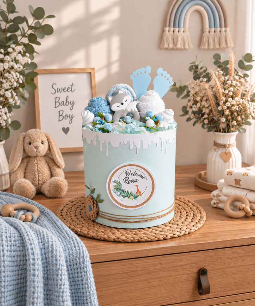 Blauw Luiertaartje voor babyshower