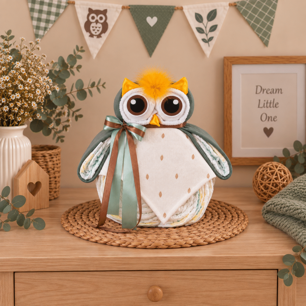 Origineel kraamcadeau in sage en crème