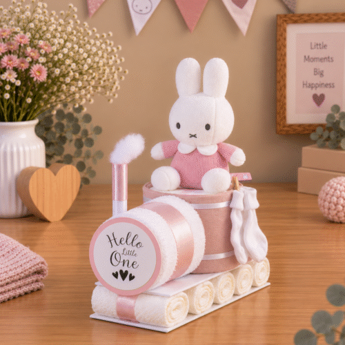 Luiertaart Locomotief met Nijntje roze handgemaakt