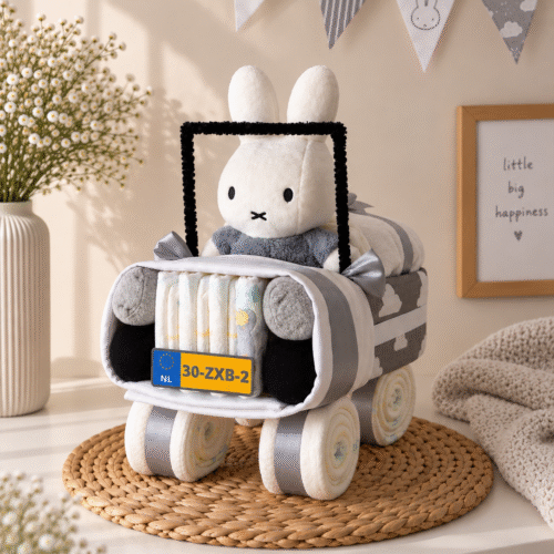 Handgemaakte grijze Pampers auto
