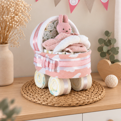 Originele luiertaart wandelwagen ontwerp roze