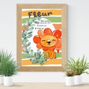 Geboorteposter - Leeuw - oranje