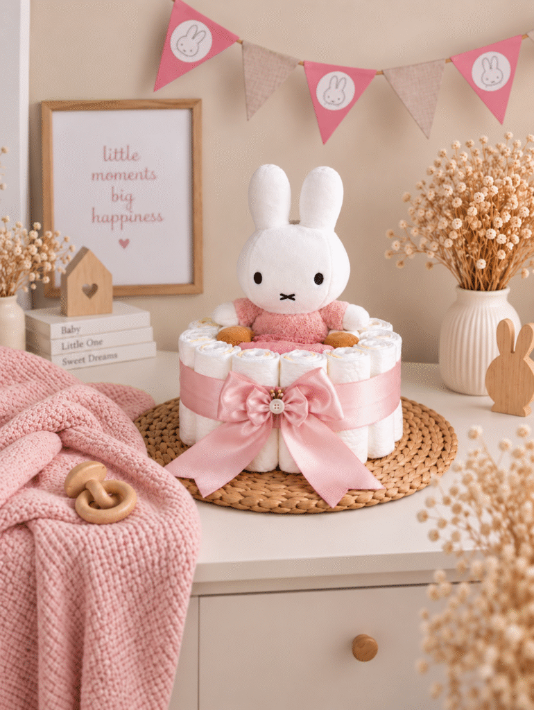 Luiertaart Romper en Nijntje Fluffy Pink