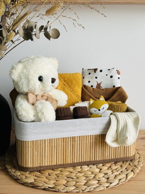 Kraamcadeau met beer – bruin