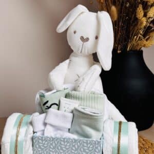 Luiertaart Bakfiets met Konijntje - mint