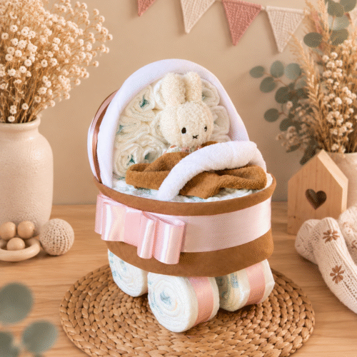 luiertaart wandelwagen nijntje vintage flowers kraamcadeau