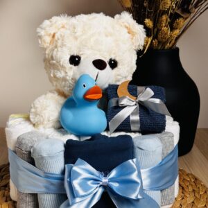 Luiertaartje met Beer - blauw