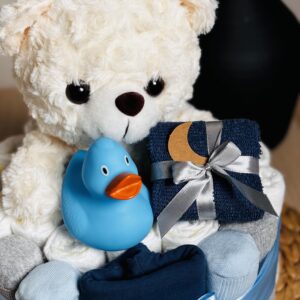 Luiertaartje met Beer - blauw