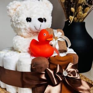 Luiertaartje met Beer - bruin