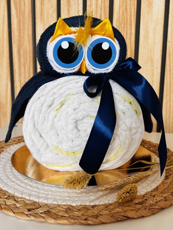 Luiertaart Baby Uiltje - donkerblauw
