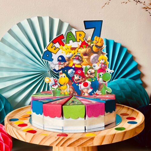 traktatie taart Super Mario – kleurrijke traktatiedoosjes voor kinderen